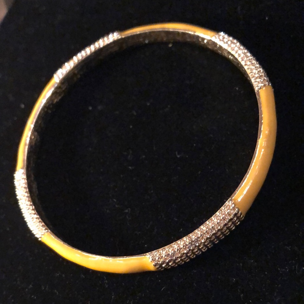 Orangey Yellow Gold tone Bangle brushed smooth interior Bracelet